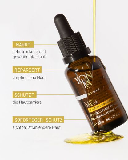 Yon-Ka Omega Serum – nährendes und reparierendes Gesichtsserum für sehr trockene, empfindliche Haut. Stärkt die Hautbarriere und sorgt für sofortige Ausstrahlung.