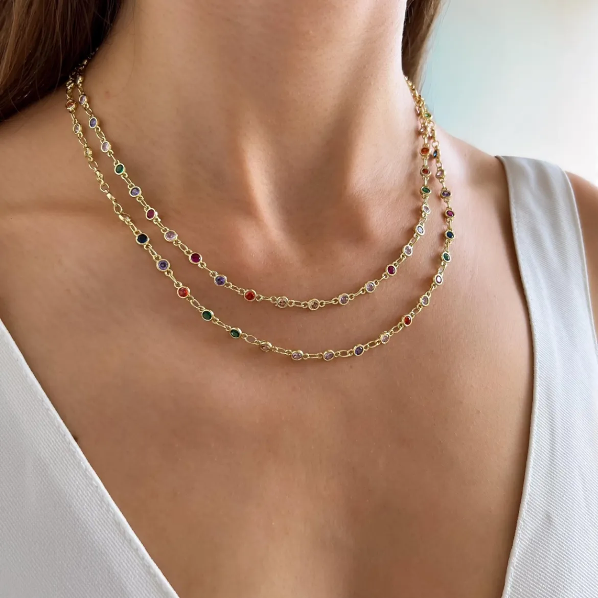 Image of Victoire Collection Necklace with Multicoloured Stones