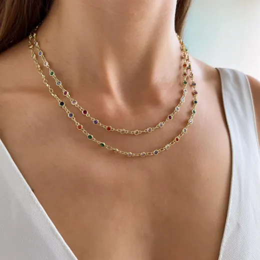 Image of Victoire Collection Necklace with Multicoloured Stones