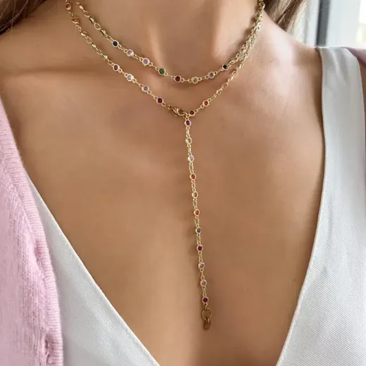 Image of Victoire Collection Necklace with Multicoloured Stones