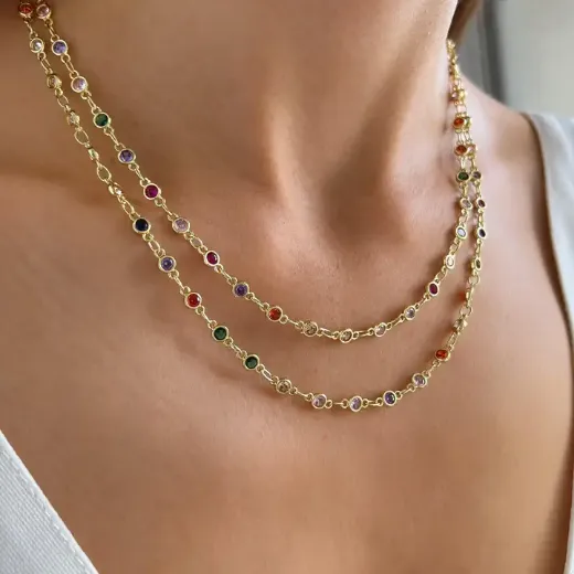 Image of Victoire Collection Necklace with Multicoloured Stones